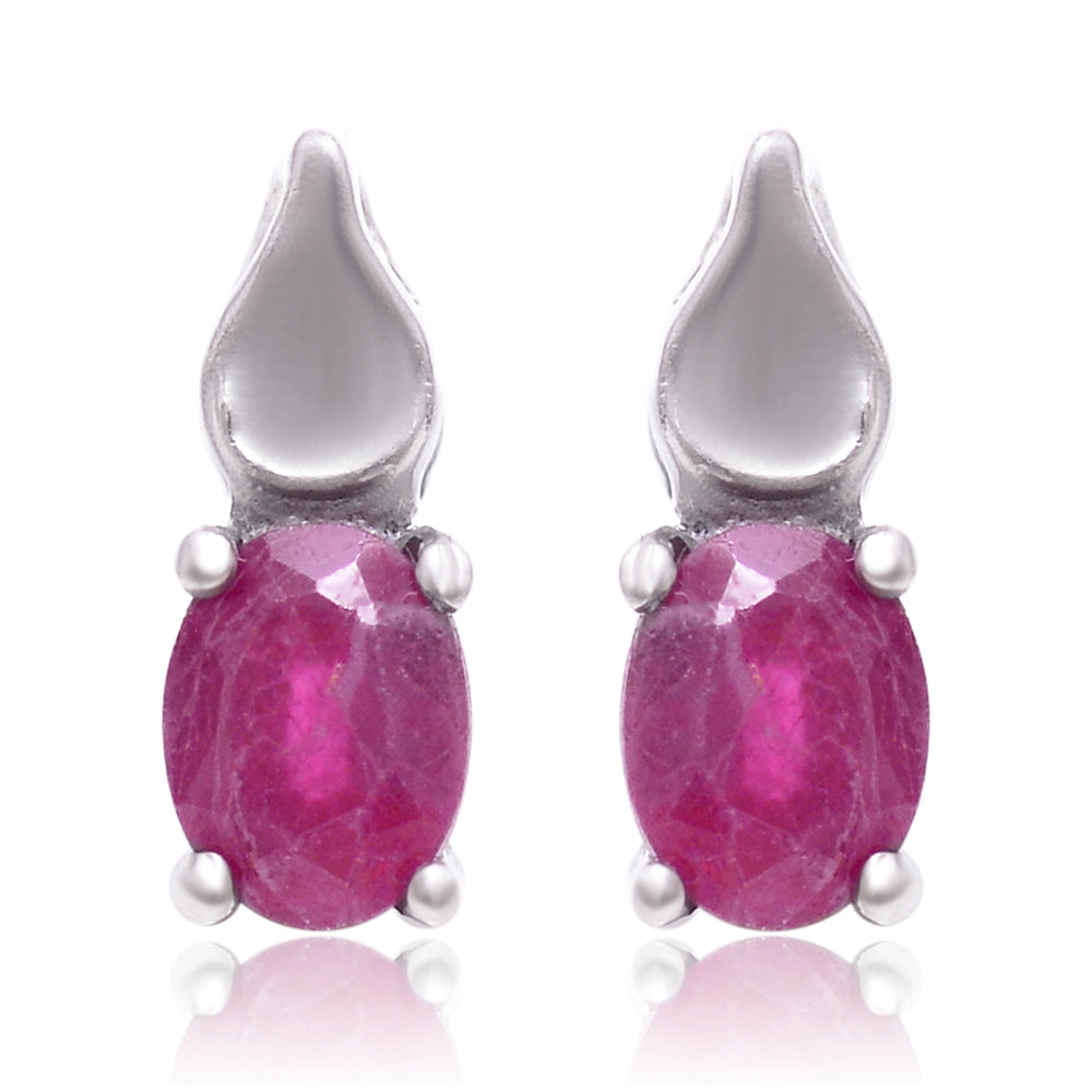 Brincos de Prata com Rubi de Madagáscar