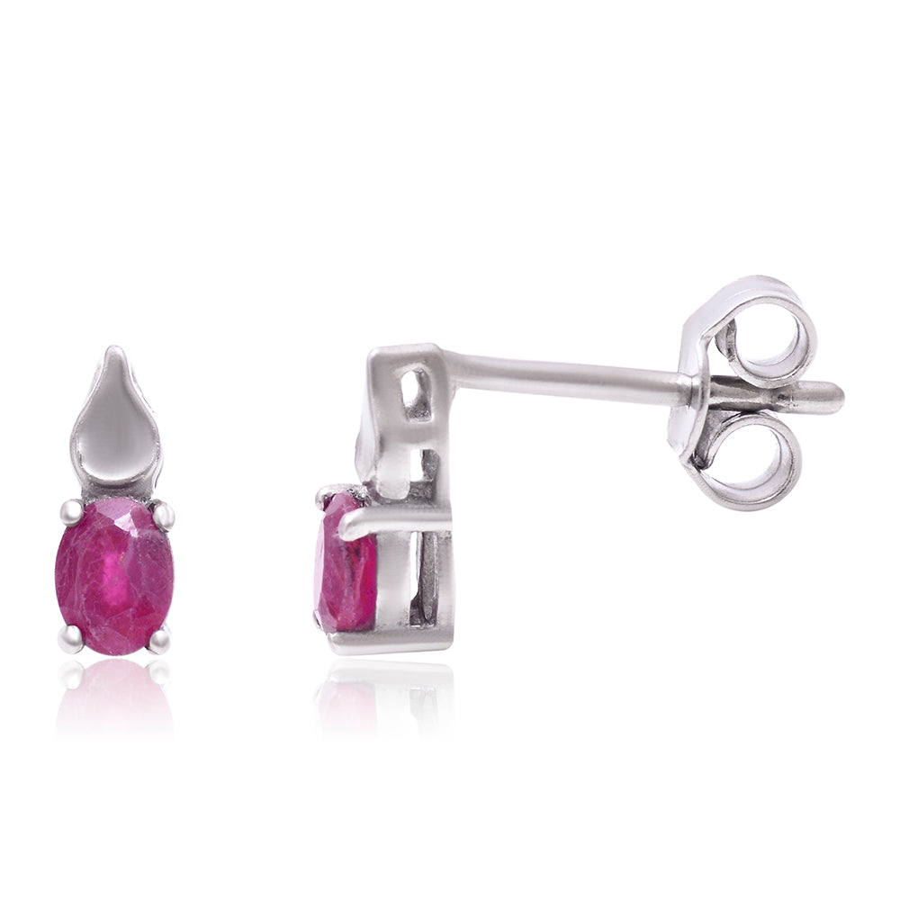 Brincos de Prata com Rubi de Madagáscar