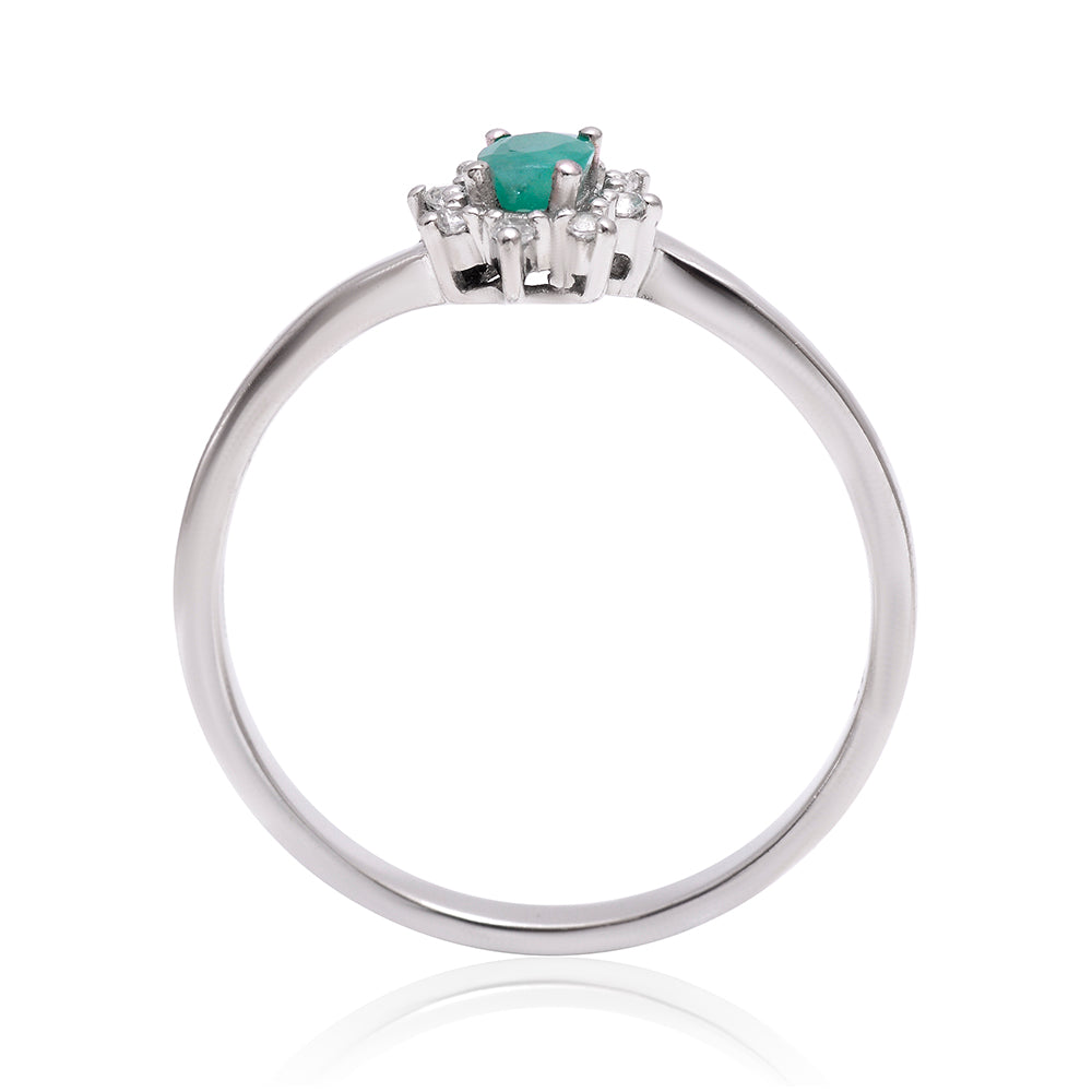 Anel de Prata com Esmeralda do Brasil e Topázio Branco 3 