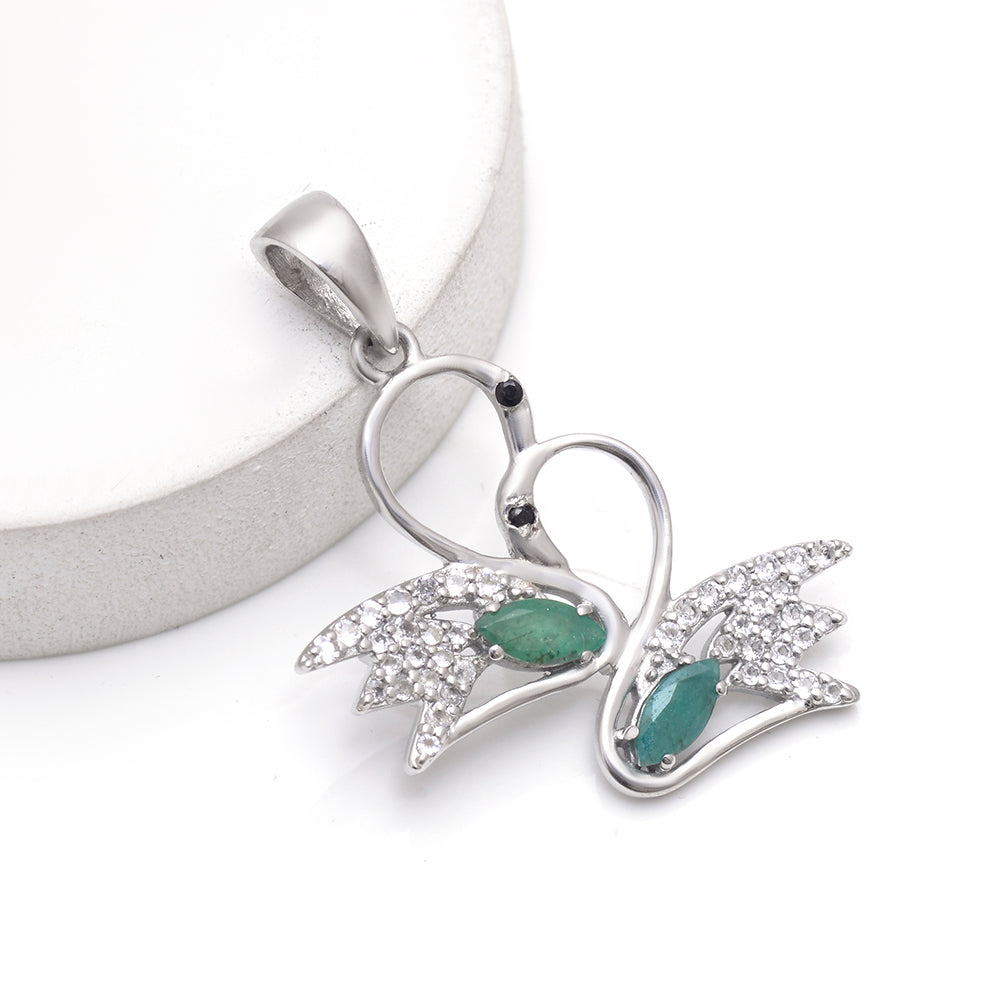 Pendente de Prata com Esmeralda do Brasil e Topázio Branco 2 