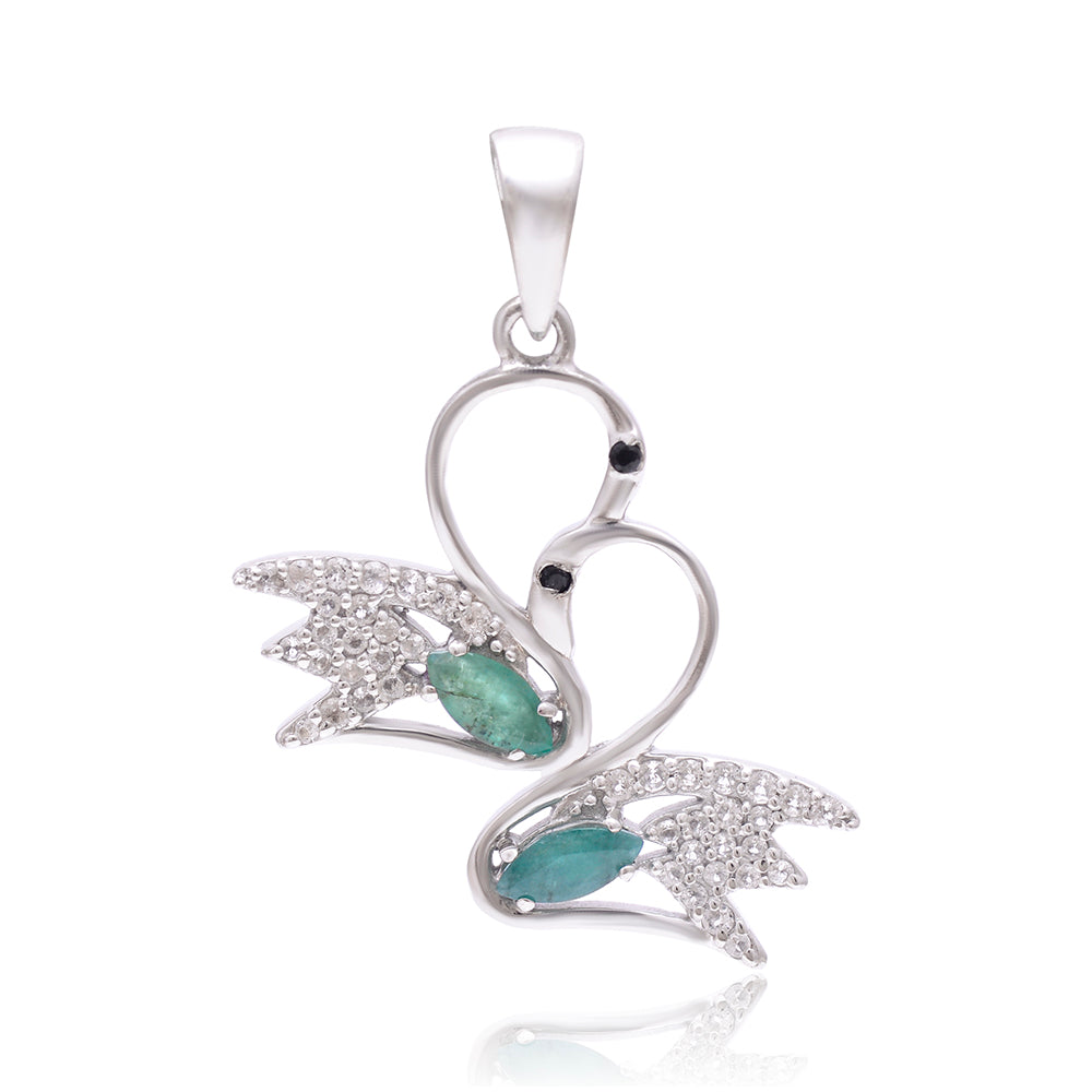 Pendente de Prata com Esmeralda do Brasil e Topázio Branco 1 