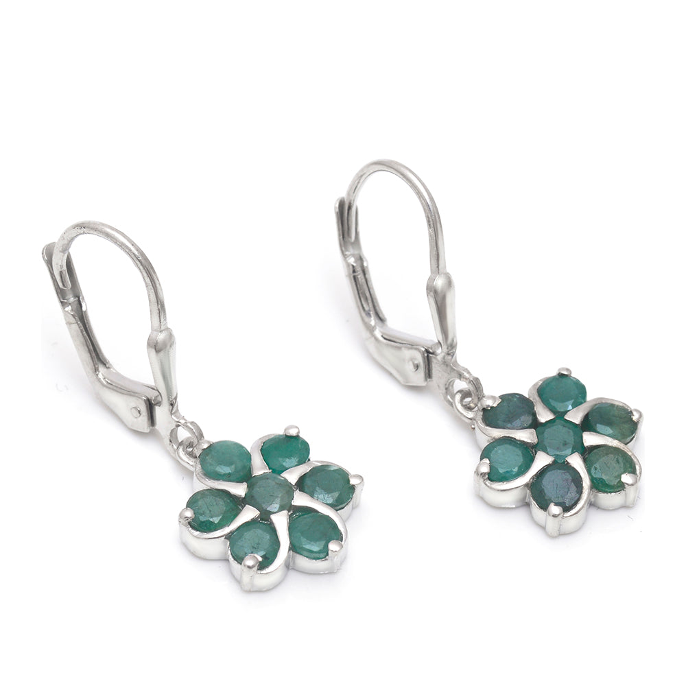 Brincos de Prata com Esmeralda do Brasil