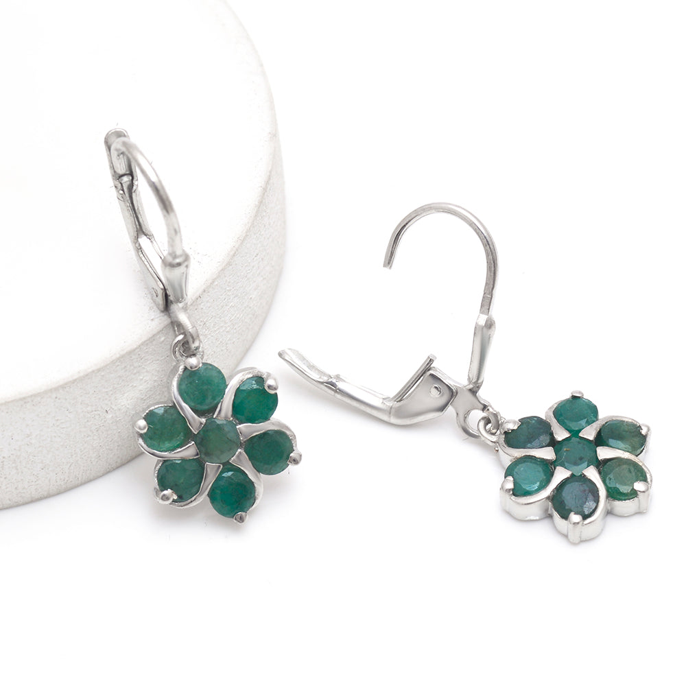 Brincos de Prata com Esmeralda do Brasil