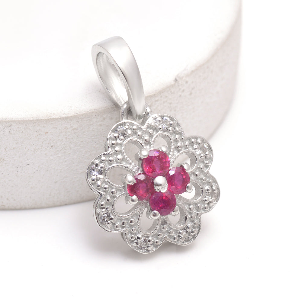 Pendente de Prata com Rubi de Madagáscar e Topázio Branco 1 