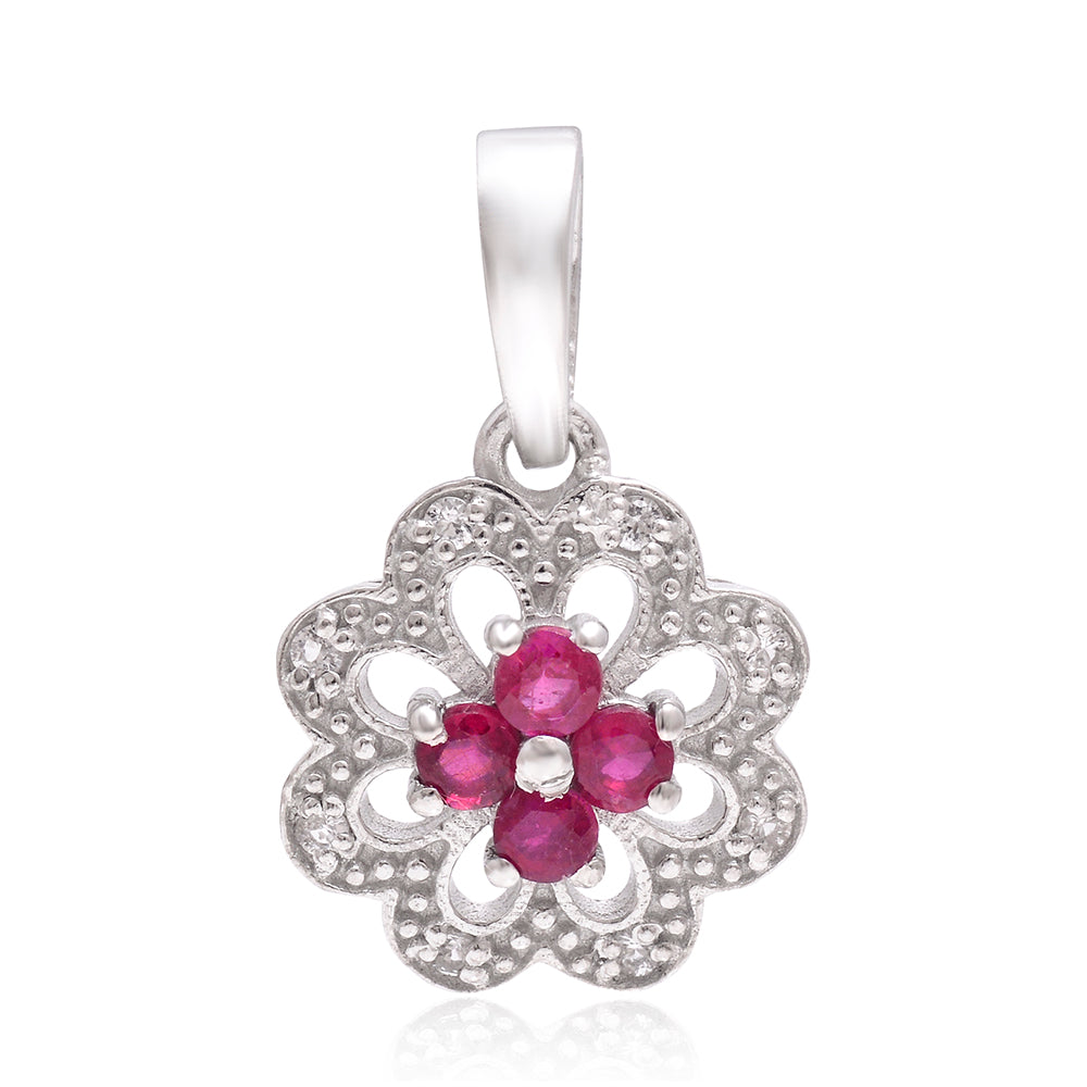 Pendente de Prata com Rubi de Madagáscar e Topázio Branco