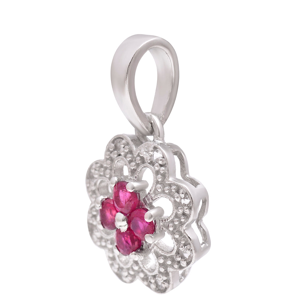 Pendente de Prata com Rubi de Madagáscar e Topázio Branco 3 