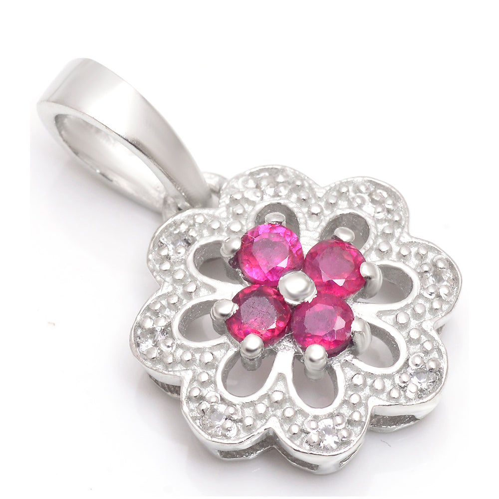 Pendente de Prata com Rubi de Madagáscar e Topázio Branco
