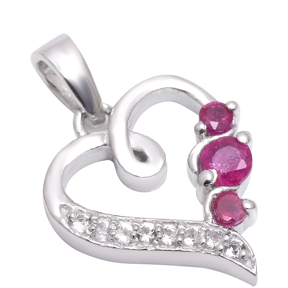 Pendente de Prata com Rubi de Madagáscar e Topázio Branco 2 