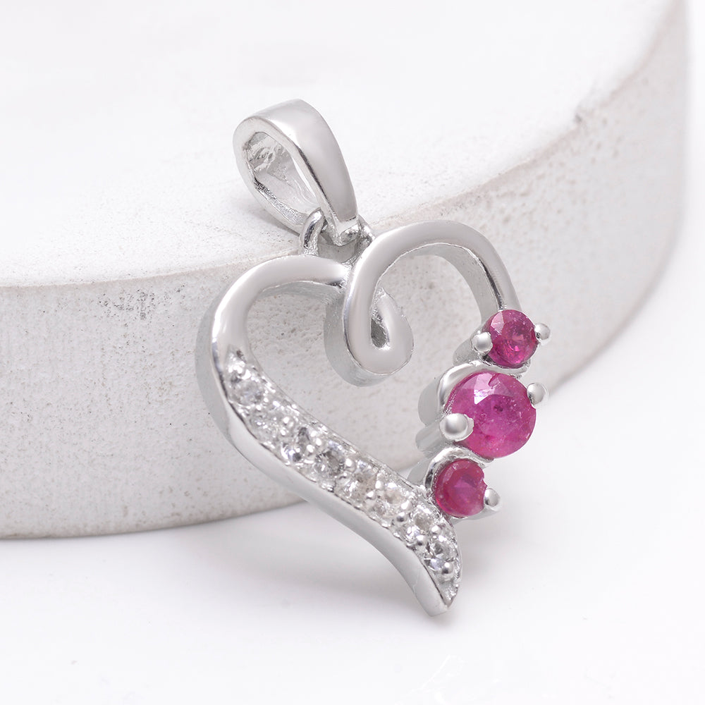 Pendente de Prata com Rubi de Madagáscar e Topázio Branco 1 