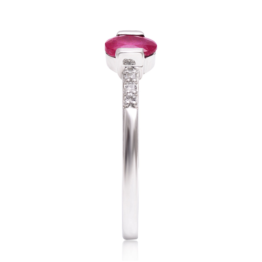 Anel de Prata com Rubi de Madagáscar e Topázio Branco 3 