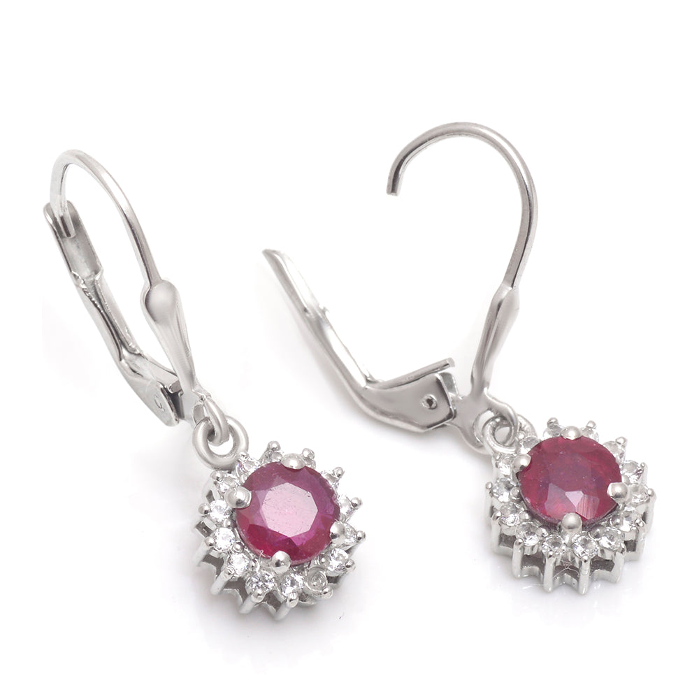 Brincos de Prata com Rubi de Madagáscar e Topázio Branco 2 