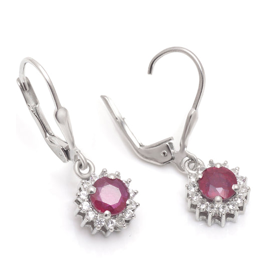 Brincos de Prata com Rubi de Madagáscar e Topázio Branco