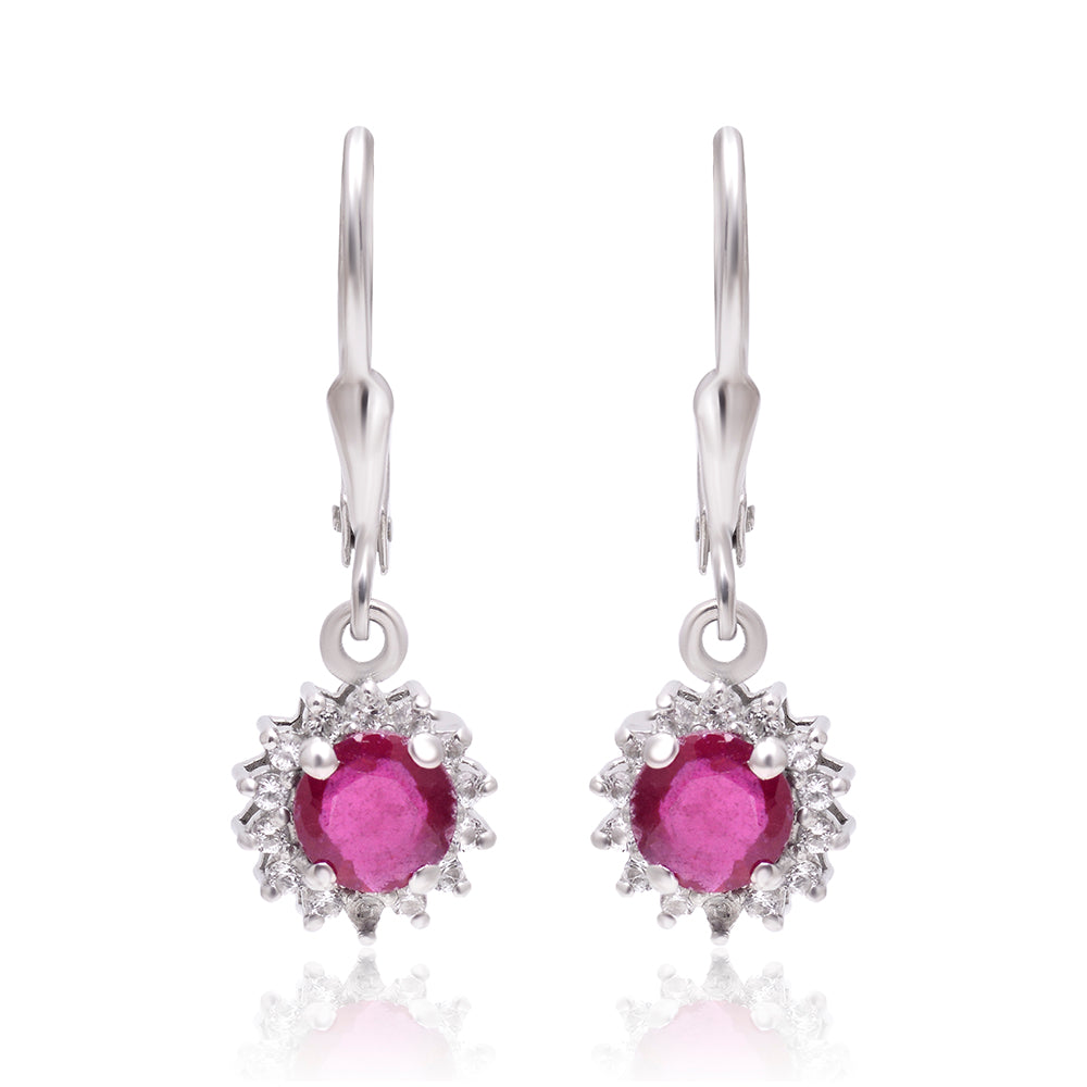 Brincos de Prata com Rubi de Madagáscar e Topázio Branco 3 