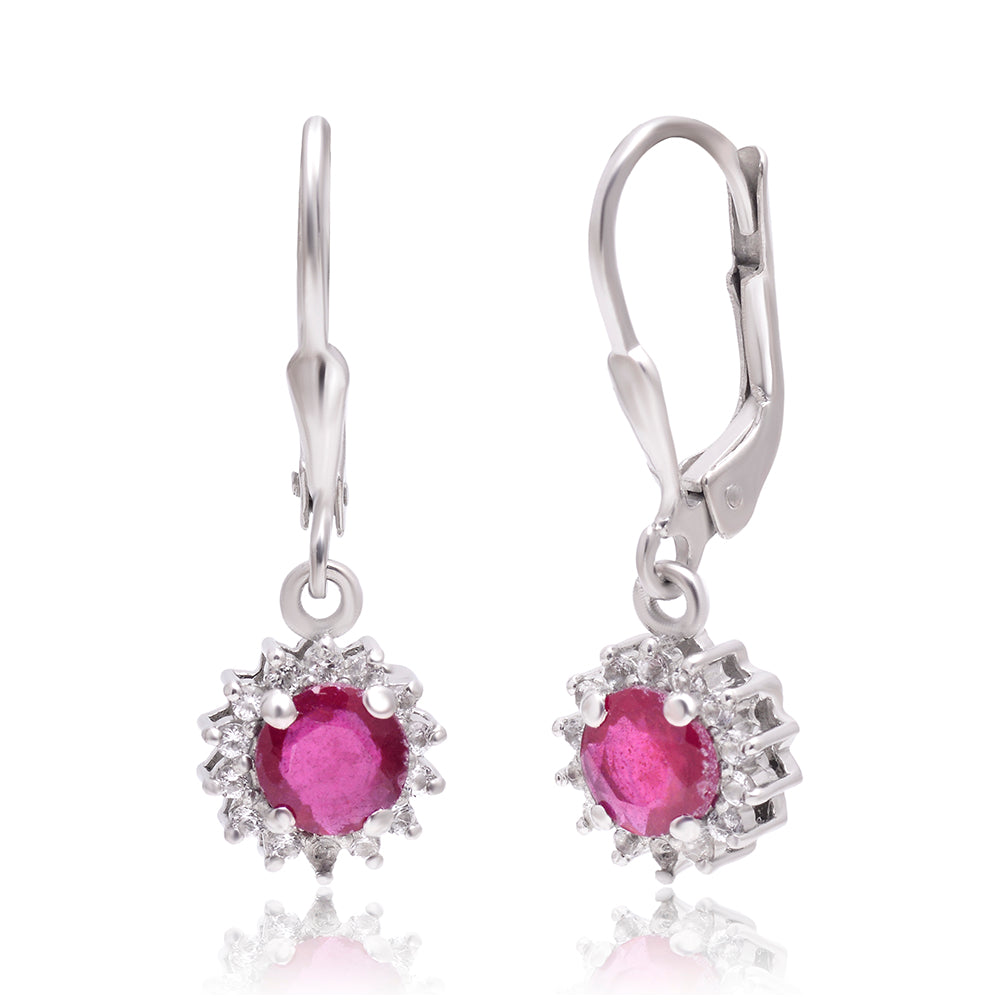 Brincos de Prata com Rubi de Madagáscar e Topázio Branco 1 