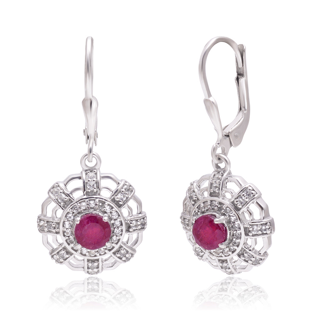 Brincos de Prata com Rubi de Madagáscar e Topázio Branco 1 