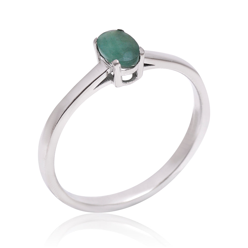 Anel de Prata com Esmeralda do Brasil 3 