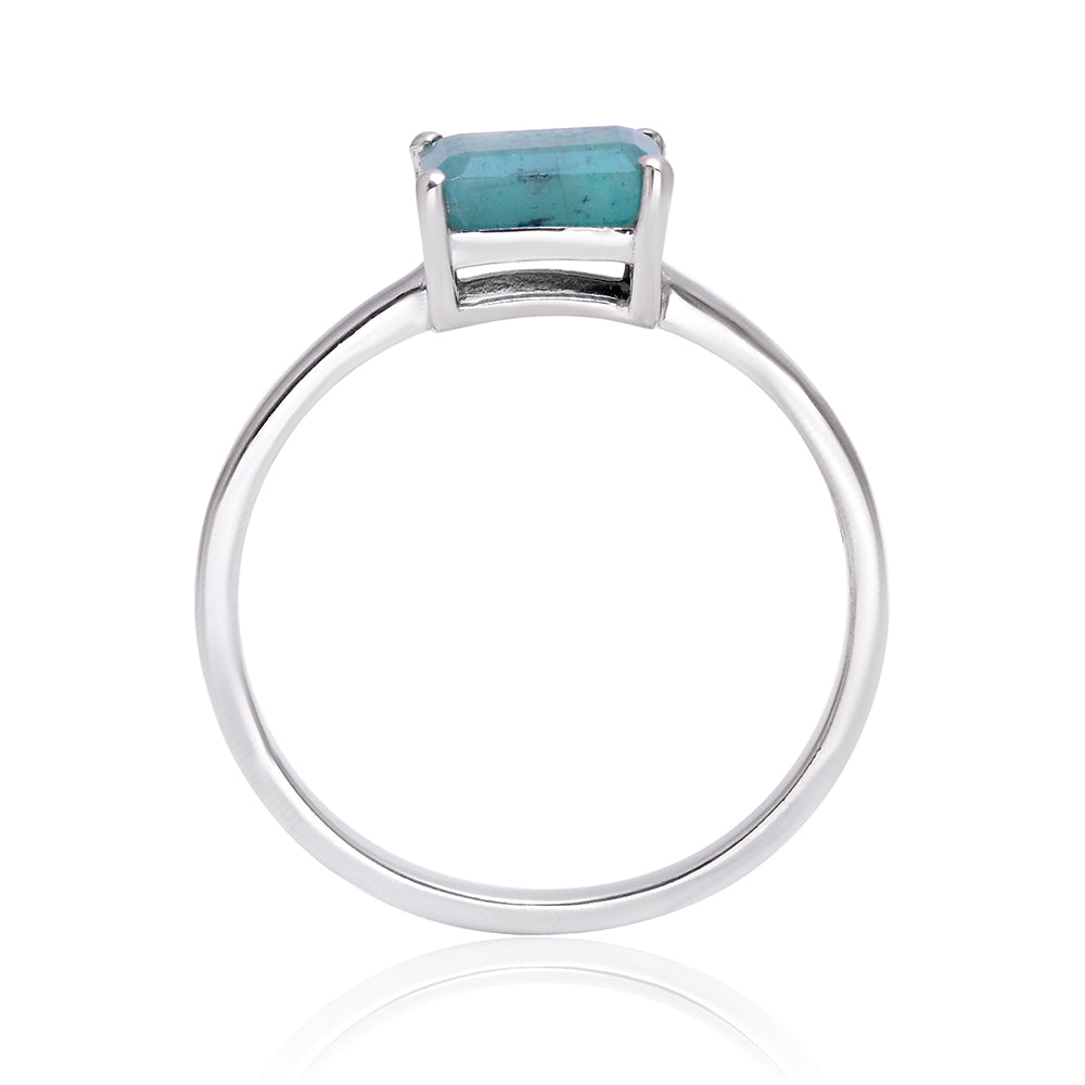 Anel de Prata com Esmeralda do Brasil