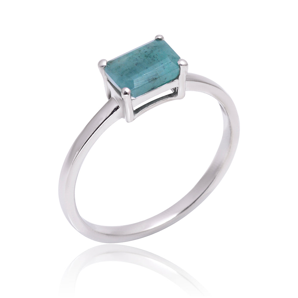 Anel de Prata com Esmeralda do Brasil 4 