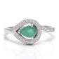 Anel de Prata com Esmeralda do Brasil e Topázio Branco  Contraste: Cabeca de Veado (800)