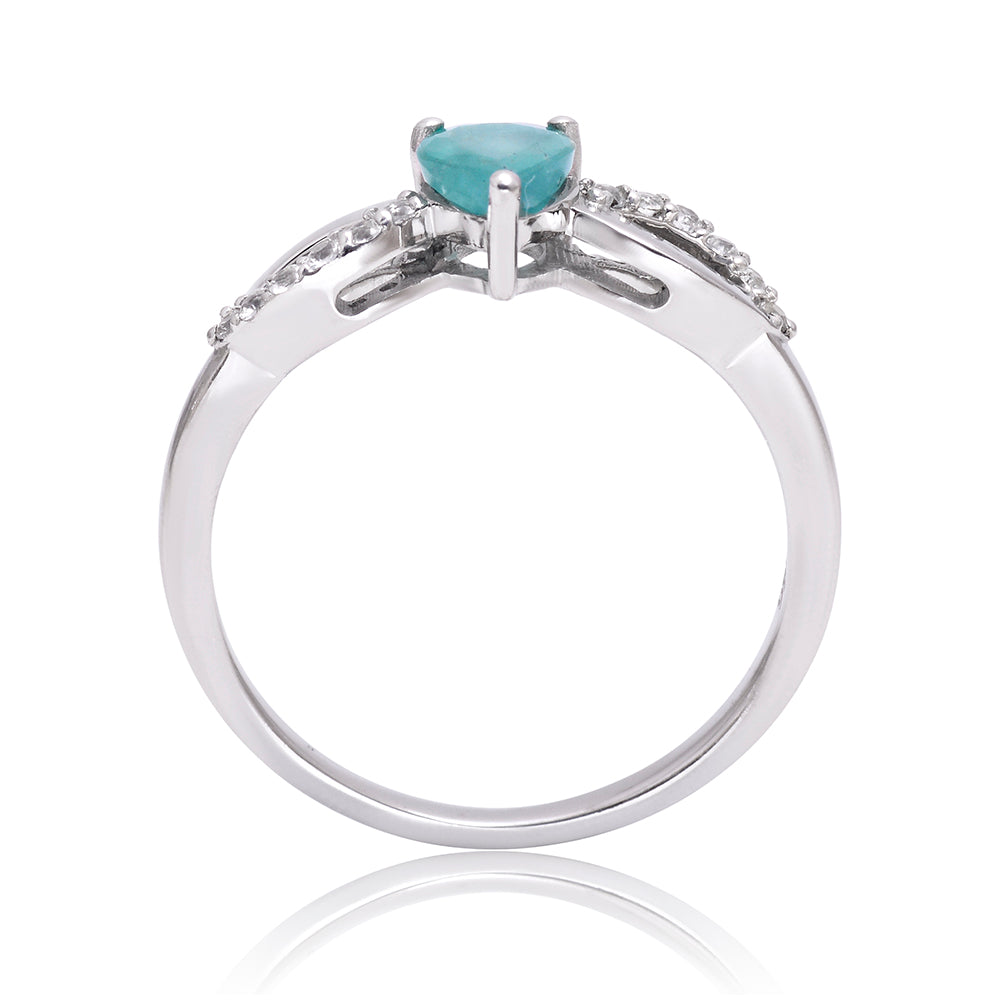 Anel de Prata com Esmeralda do Brasil e Topázio Branco