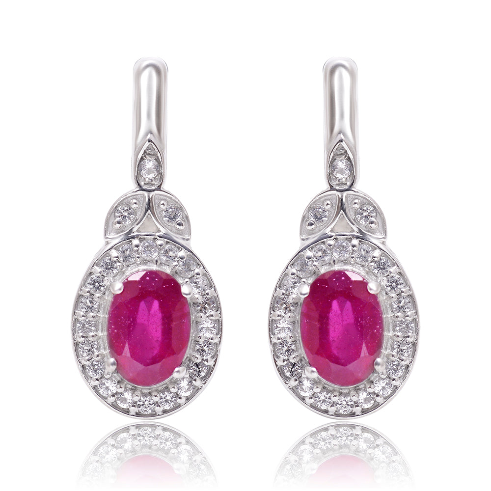 Brincos de Prata com Rubi de Madagáscar e Topázio Branco 2 