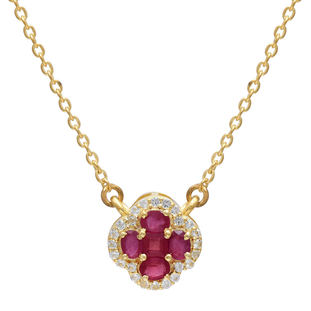 Colar de Prata com Banho de Ouro com Rubi de Madagáscar  Contraste: Cabeca de Veado (800)