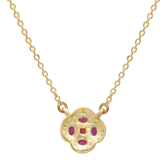 Colar de Prata com Banho de Ouro com Rubi de Madagáscar  Contraste: Cabeca de Veado (800)