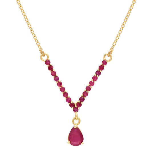 Colar de Prata com Banho de Ouro com Rubi de Madagáscar  Contraste: Cabeca de Veado (800)