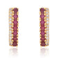 Brincos de Prata com Banho de Ouro com Rubi de Madagáscar e Topázio Branco