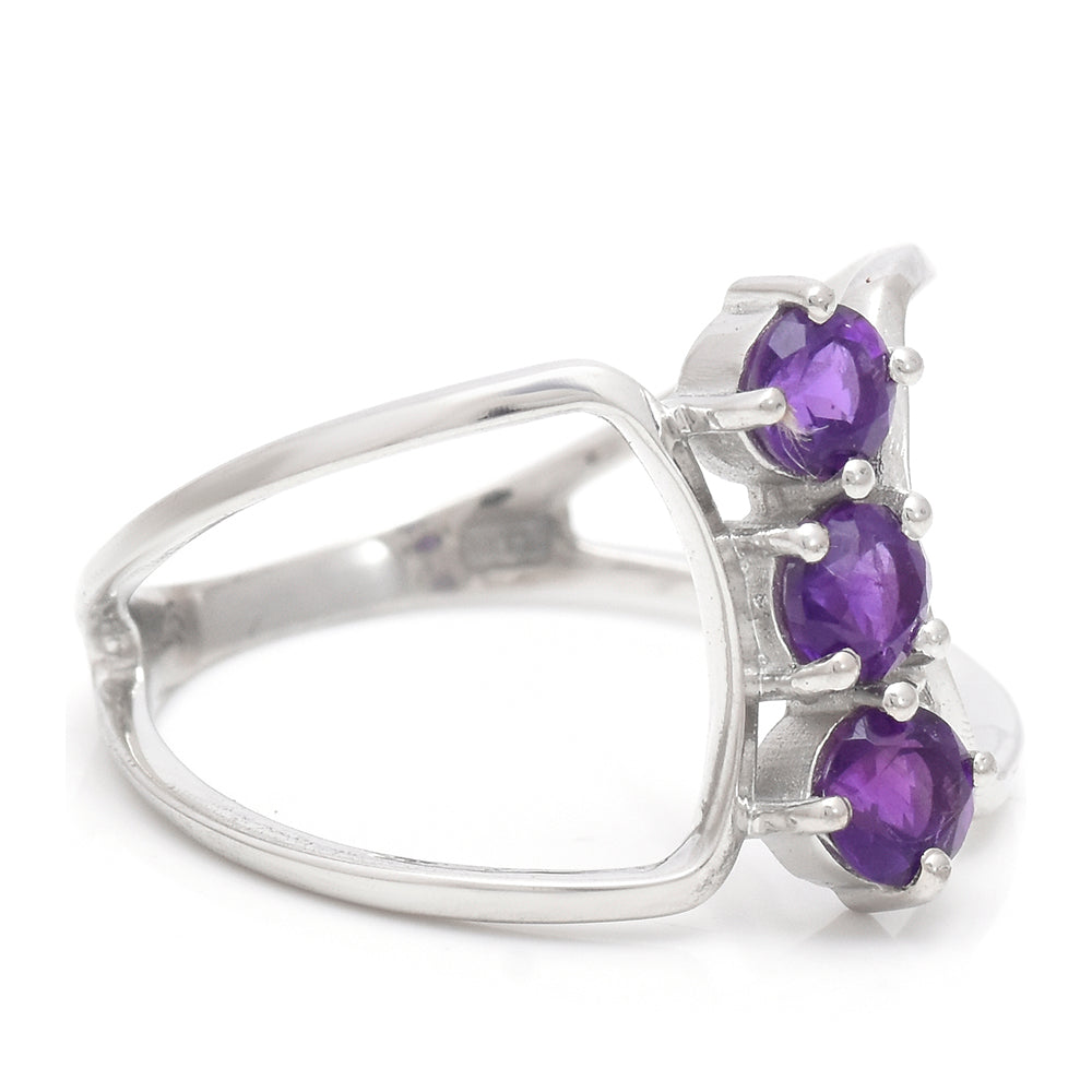 Anel de Prata com Banho de Ouro com Ametista de Marrocos 3 