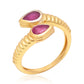 Anel de Prata com Banho de Ouro com Rubi de Madagáscar
