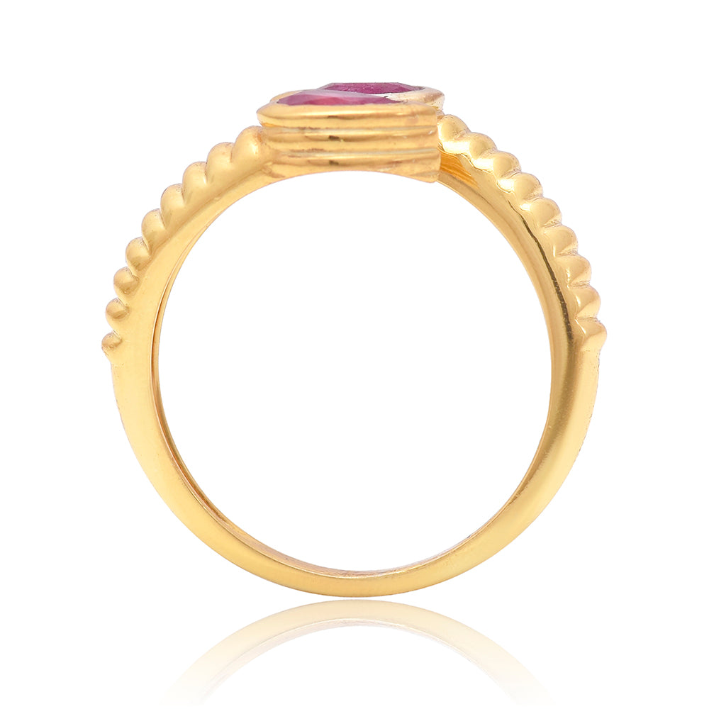 Anel de Prata com Banho de Ouro com Rubi de Madagáscar 2 