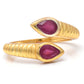 Anel de Prata com Banho de Ouro com Rubi de Madagáscar