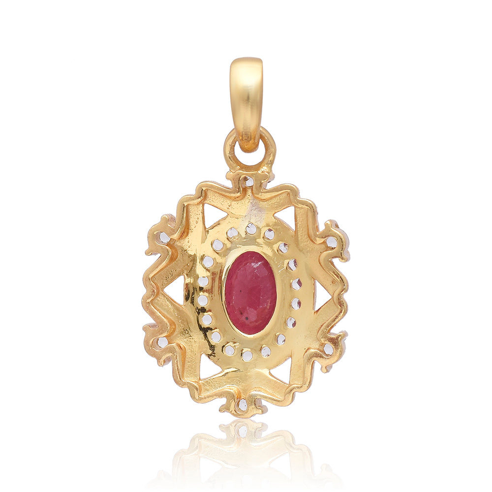 Pendente de Prata com Banho de Ouro com Rubi de Madagáscar e Topázio Branco 2 