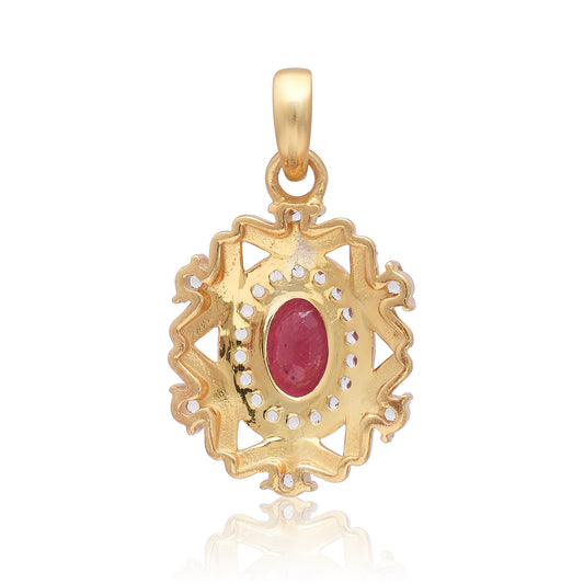 Pendente de Prata com Banho de Ouro com Rubi de Madagáscar e Topázio Branco