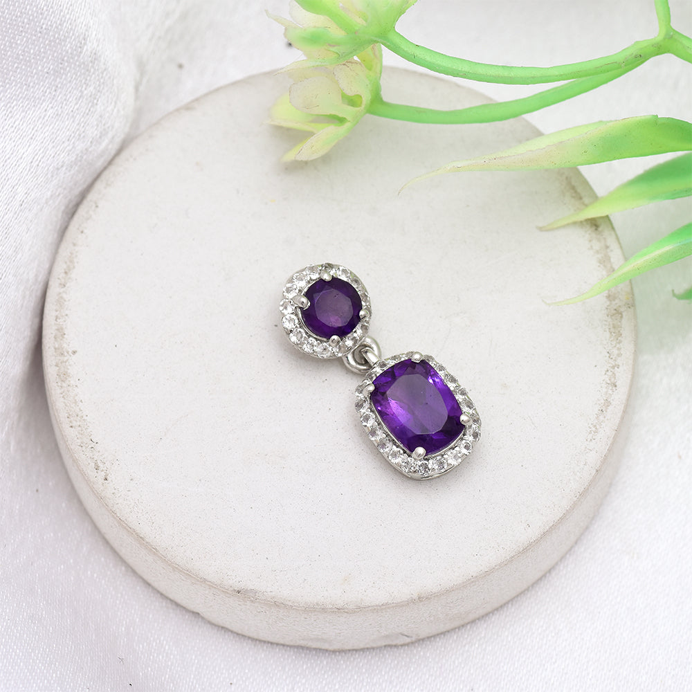 Pendente de Prata com Ametista de Marrocos e Topázio Branco
