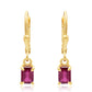 Brincos de Prata com Banho de Ouro com Rubi de Madagáscar