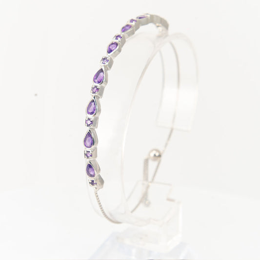 Pulseira de Prata com Ametista de Marrocos  Contraste: Cabeca de Veado (800)