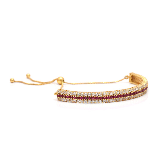 Pulseira de Prata com Banho de Ouro com Rubi de Madagáscar e Topázio Branco  Contraste: Cabeca de Veado (800)