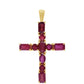 Cruz Pendente de Prata com Banho de Ouro com Rubi de Madagáscar