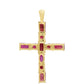 Cruz Pendente de Prata com Banho de Ouro com Rubi de Madagáscar