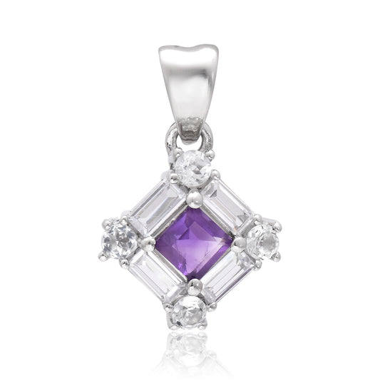 Pendente de Prata com Ametista de Marrocos e Topázio Branco