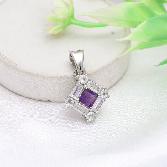 Pendente de Prata com Ametista de Marrocos e Topázio Branco