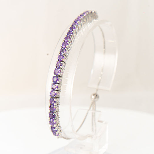 Pulseira de Prata com Ametista de Marrocos  Contraste: Cabeca de Veado (800)