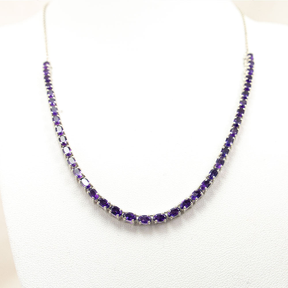 Colar de Prata com Ametista de Marrocos  Contraste: Cabeca de Veado (800)