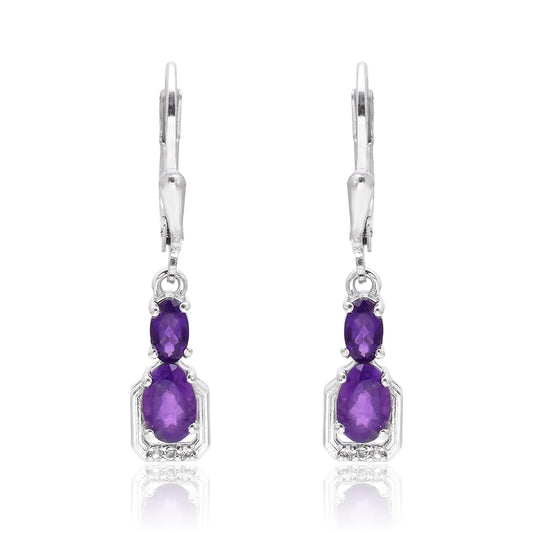 Brincos de Prata com Ametista de Marrocos
