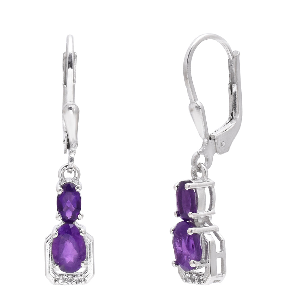 Brincos de Prata com Ametista de Marrocos