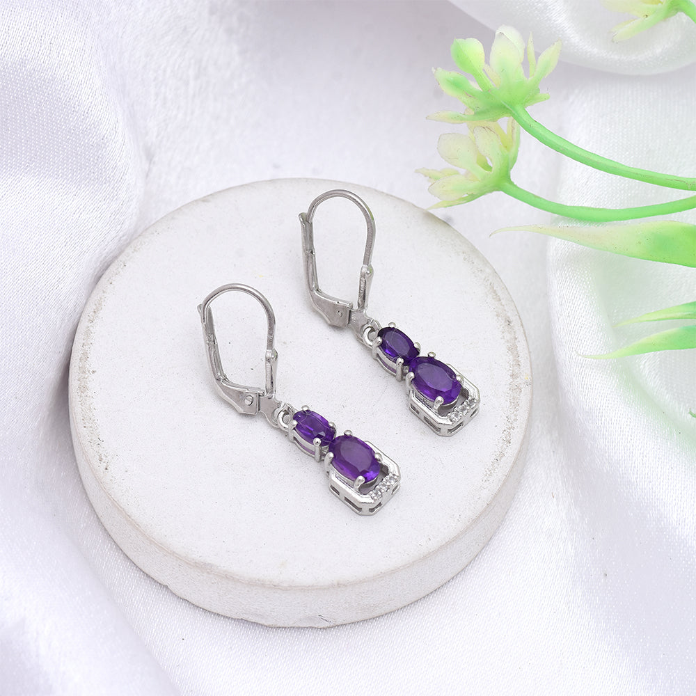 Brincos de Prata com Ametista de Marrocos 5 