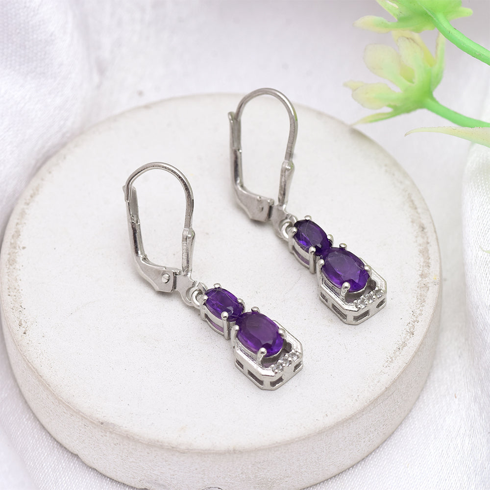Brincos de Prata com Ametista de Marrocos 1 
