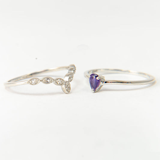 Conjunto de Prata com Ametista de Marrocos e Topázio Branco ( Anel )